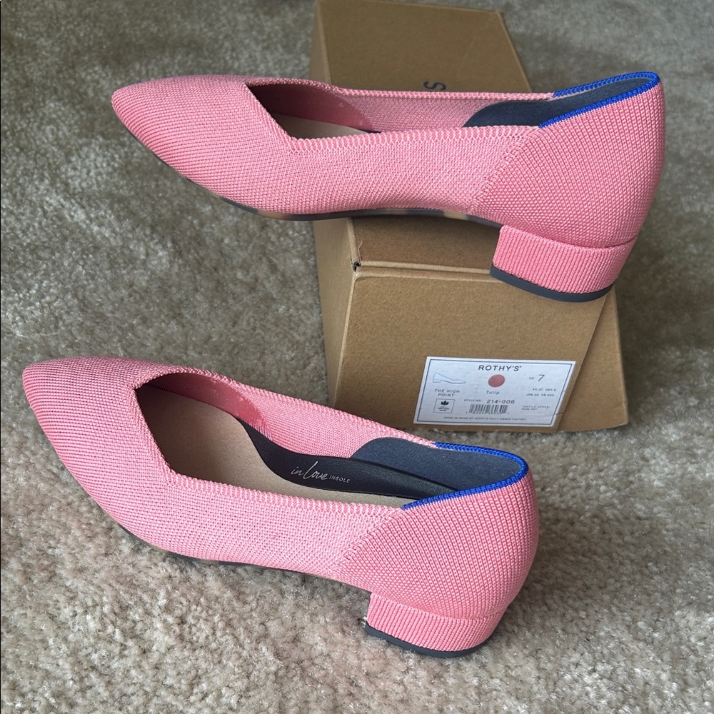 Rothy's Vibrant Pink Low Heel Size 7